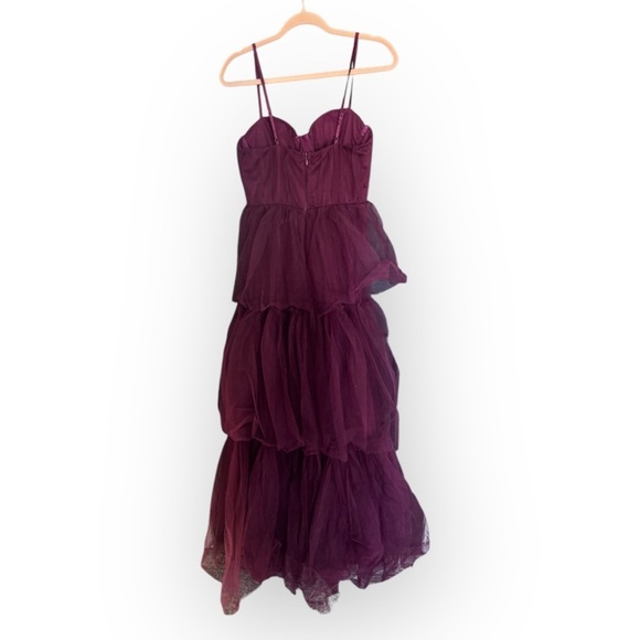Lulus Unforgettable Poise Plum Purple Tulle Bustier Tiered Maxi Dress Size M - Picture 5 of 11